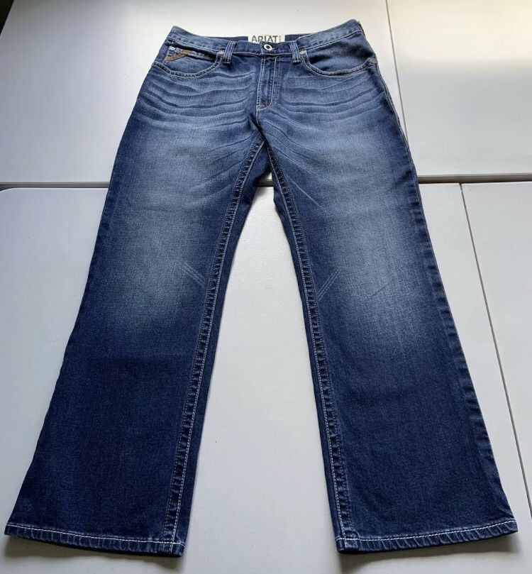ARIAT M4 Boot Low Rise Denim Jeans Blue Medium Wash Men's Size 34X30