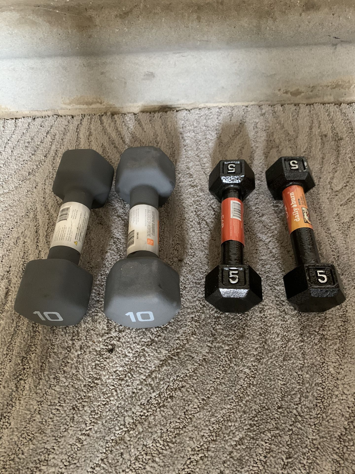 Two dumbbell sets 10 & 5 LBS