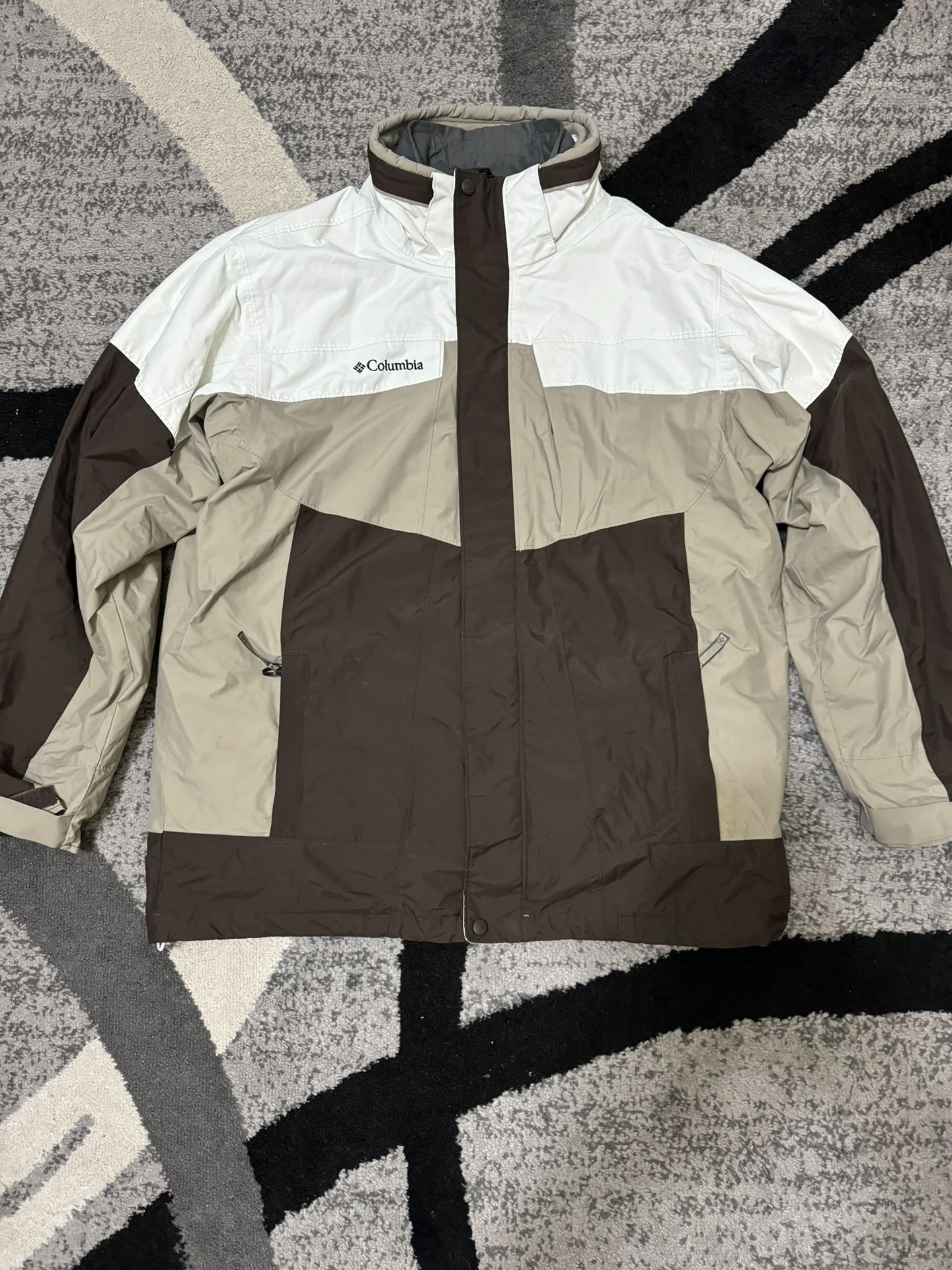 Columbia Jacket Brown Beige Mens Large In Interchange Omni