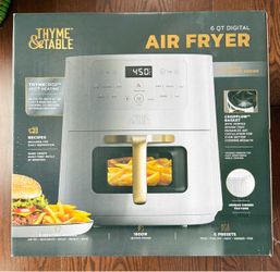 NEW in Box: Thyme & Table 6 Qt Digital Air Fryer, White & Gold, Viewing Window