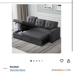 4-in-1 Convertible Modular Couch with Pull Out Bed and Storage,