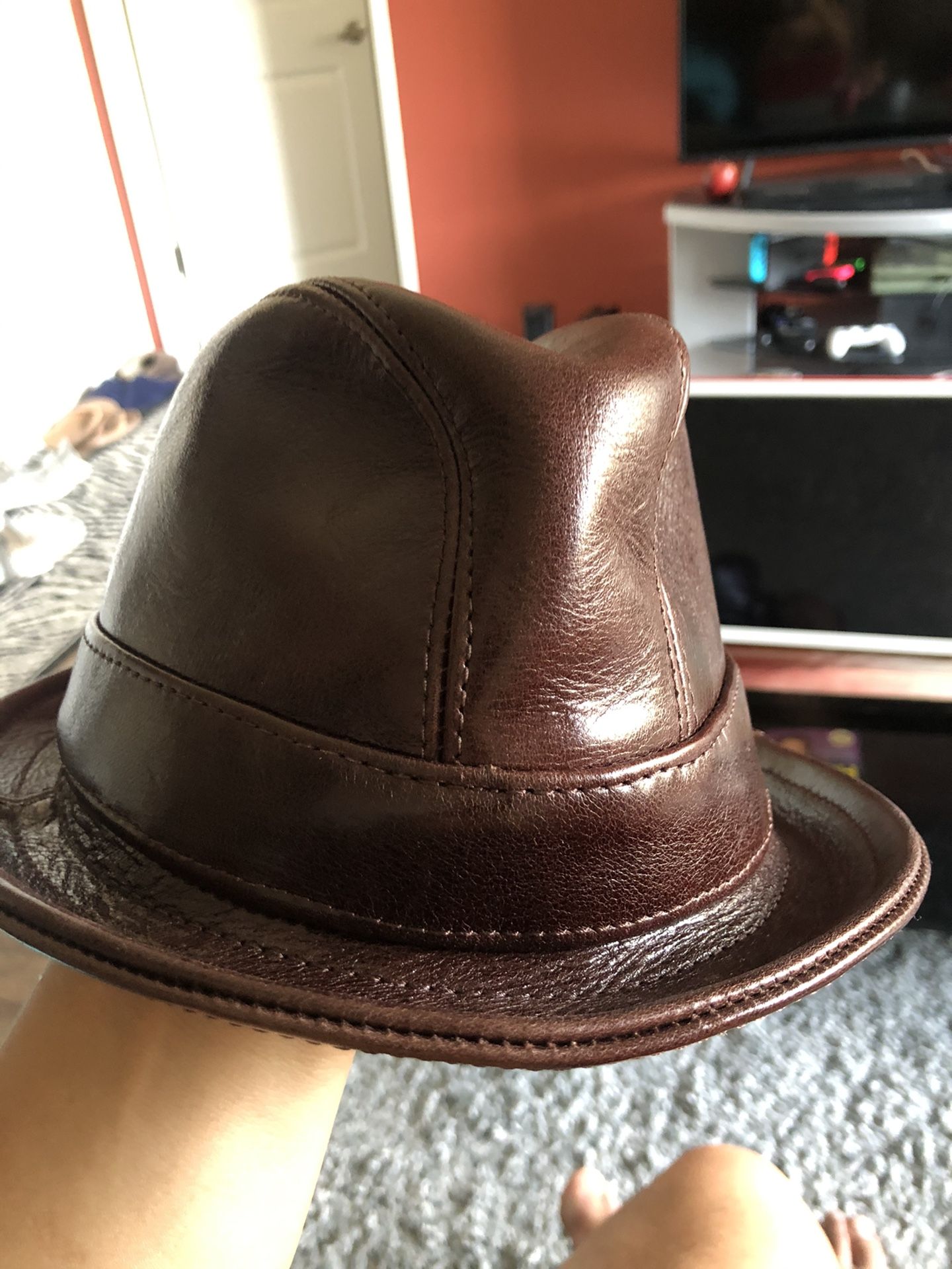 Jill Corbett genuine leather fedora hat