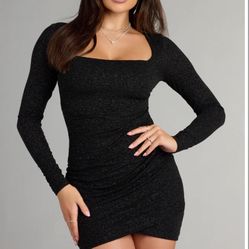 Windsor Sparkle My Way Glitter Mini Dress - Black XL