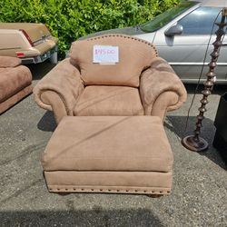Suede Chair W/ottoman 