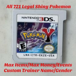 Pokemon Y - Authentic Nintendo 3DS - All 721 SHINY Pokemon - All Items/Events!!!