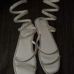 Wrap Around Glittery Flat Sandals
