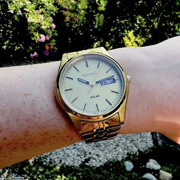 Seiko Solar Gold-Tone Stainless-Steel Mens Watch With