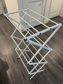 White Metal Folding Clothes Drying Rack