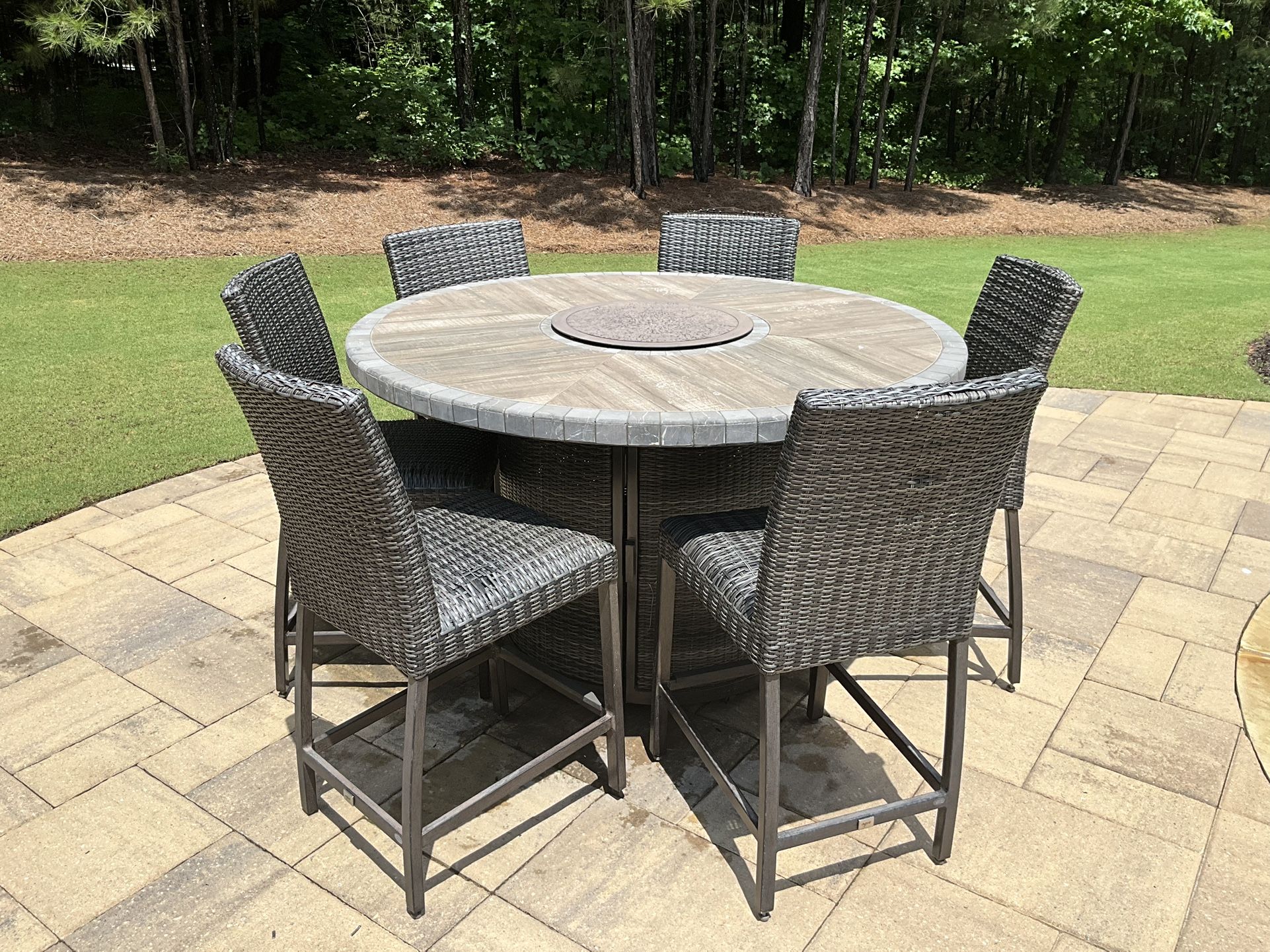 Agio Outdoor Fire Pit And Four Chairs