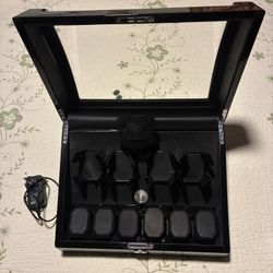 Automatic Rotation Watch Winder 4+6 Watch Display Storage Box +LED Light