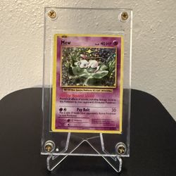 Stunning Replica Holographic Mew Pokemon Card in Acrylic Display Case Stand