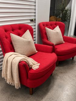 FREE DELIVERY Pottery Barn Red Accent Chairs (Pair)