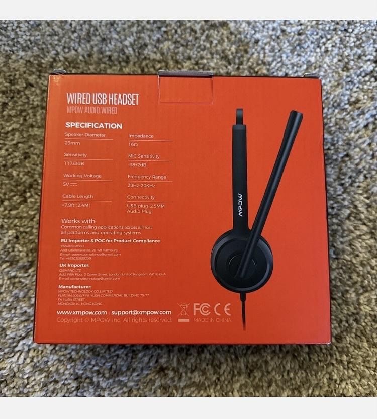 New Wired USB Headset Single Side Headphone And Mic