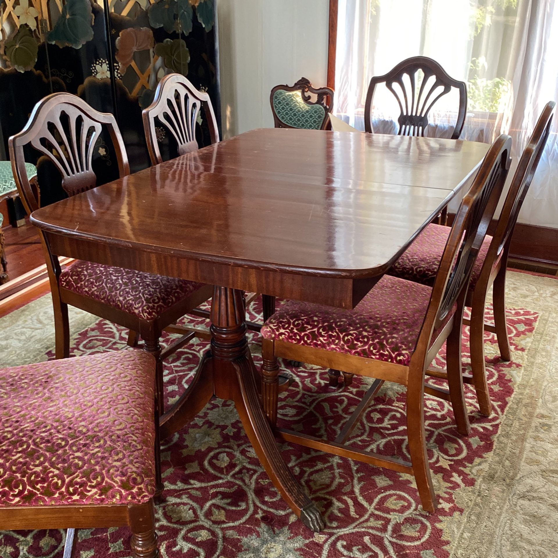 Dining Table And 6 Chairs, One Captains Chair. 
