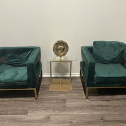 3 Piece Velvet Chair And Table Set