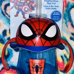 9+ Months Marvel Spiderman Graphic Designed Weighted Straw Sippy Cup