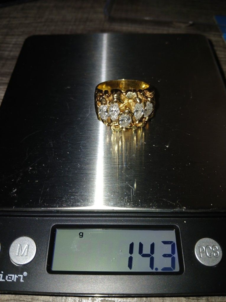 Men's 14K Yellow Gold Diamond Ring 14.3 Grams