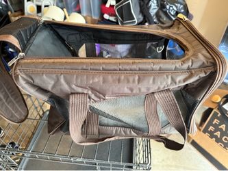 Lightly Used - Sherpa Deluxe Travel Pet Carrier w enhanced strap - Brown, Large