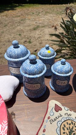 Vintage coffee, tea, sugar, flour, canisters