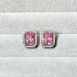 Pink & White Sapphire Earrings 