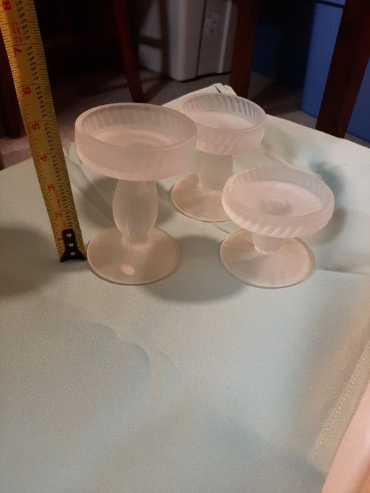 Frosted Pillar Candle Holders