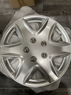 silver hubcaps 15” rim covers 4pc scratched fits nissan ford chevy honda toyota hiunday kia volkswagen and more