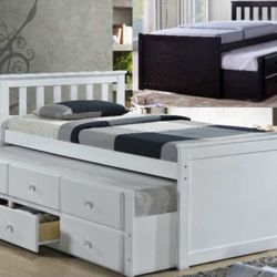 ✅️✅️Espresso & White  (Twin Captains Bed w/Trundle)✅️ (Mattress Not Included✅️