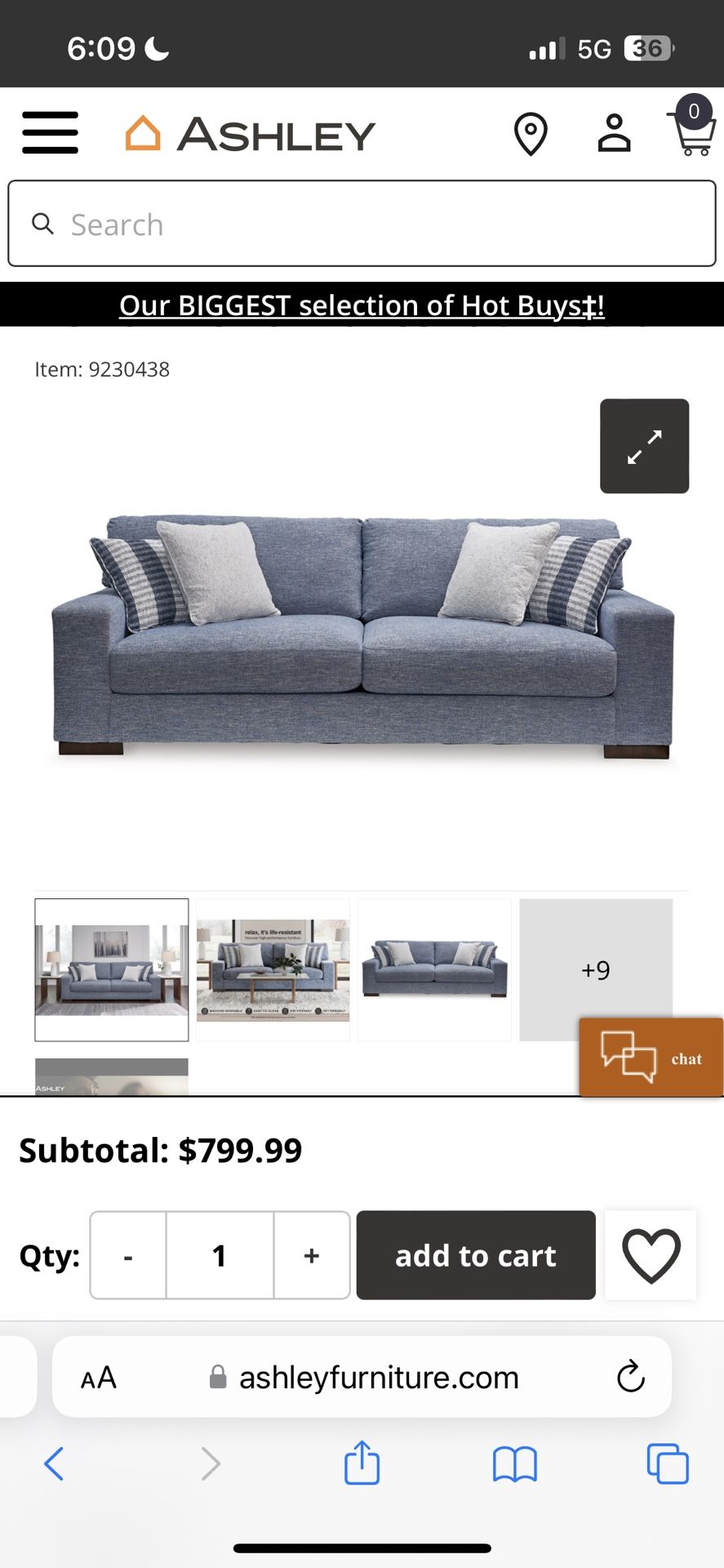 MUST GO BY SUNDAY Ashley Belvoir Performance Fabric Sofa