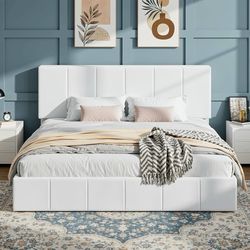 King Size Bed Frame, Velvet Upholstered Platform Bed, Vertical Channel Tufted Adjustable Headboard, Low Profile Bed Frame, No Box Spring Needed, Easy 