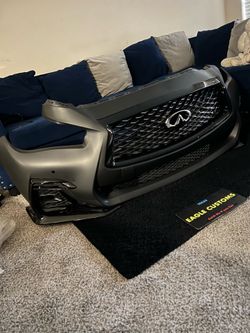 For 2014-2024 Infiniti Q50 Front Bumper Cover OE Style w/o Sensor Holes w grille