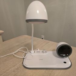 Desk lamp clock with wireless charging