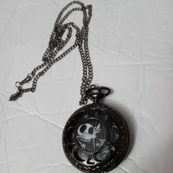 Nightmare Before Christmas Jack Skellington Tim Burton Black Quartz Pocket Watch