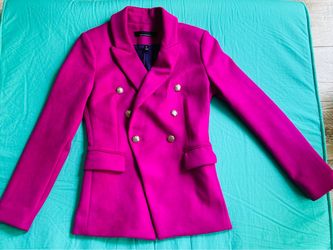 WHBM - Magenta Double-Breasted Blazer with Gold Buttons