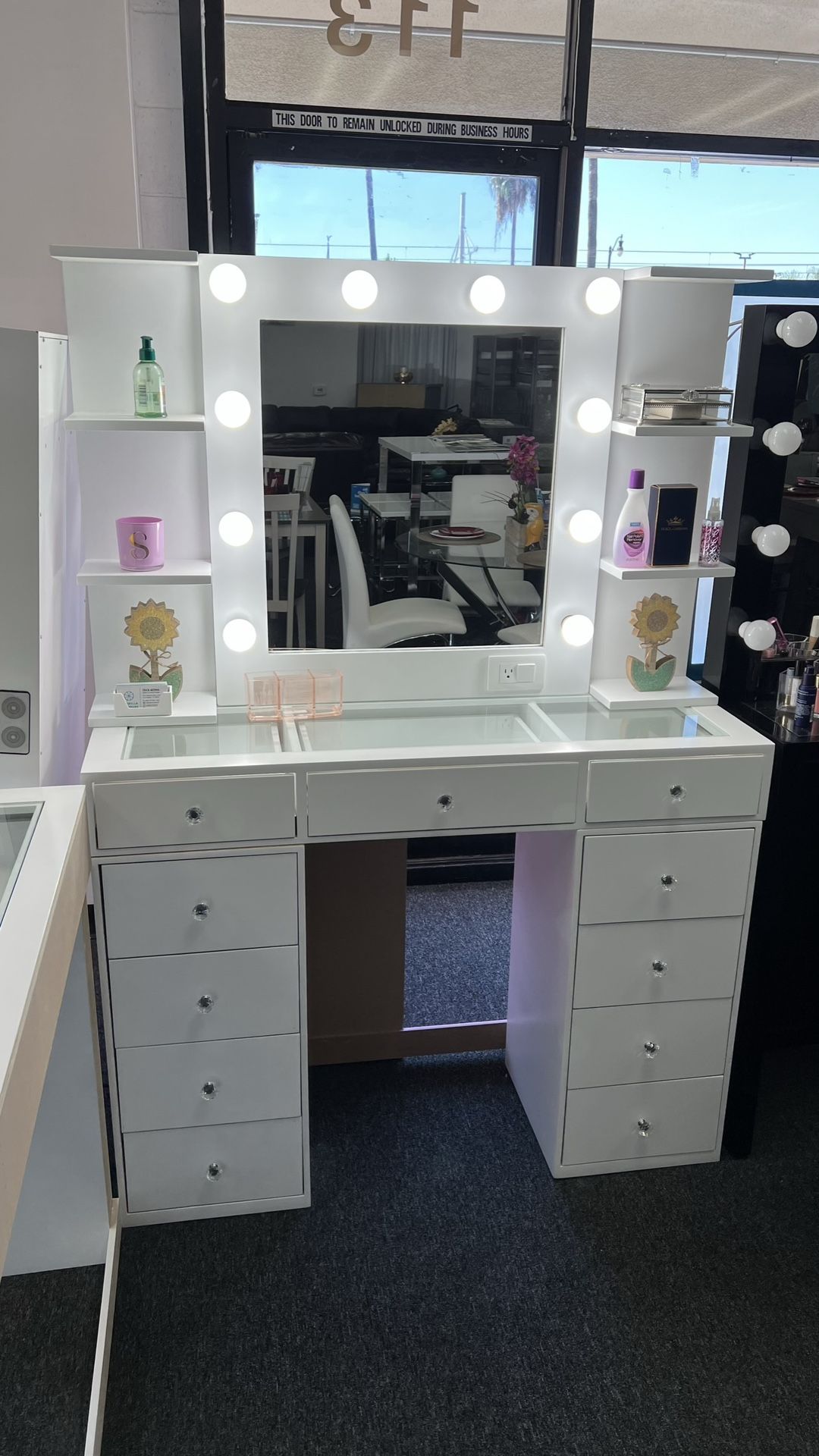 White vanity with side shelves for Sale in Bell Gardens, CA - OfferUp