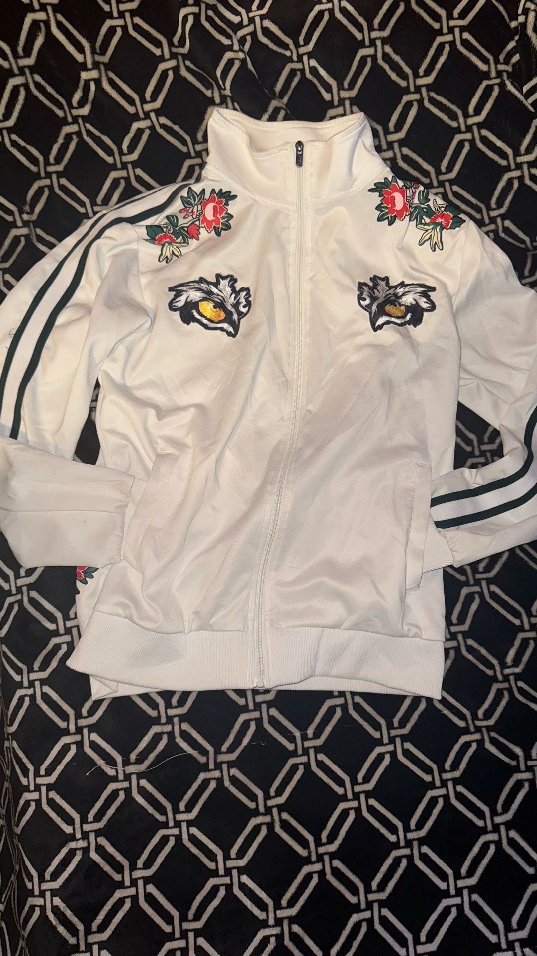 White and Green tiger zip up jacket