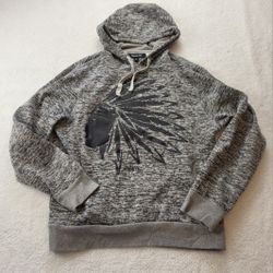 Ring of Fire Gray Hoodie Chief Headress Design Men's Size Small