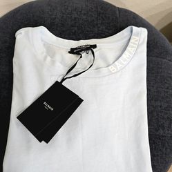 Brand New Balmain Men's Logo Light Blue Cotton T-Shirt Size M,L, XL