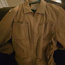 Cabela Outfitters extra large tall yellow suede jacket wool 80% lining