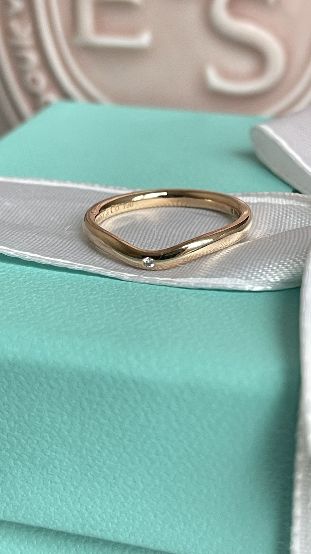 Tiffany & Co. Elsa Peretti Ring in Rose Gold 1 Diamond size 5 NEW $1075