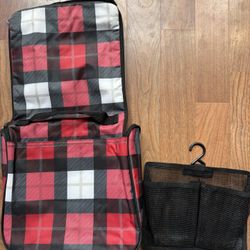 Thirty One Hanging Traveler Case Shower Bathroom Travel Bag Red Plaid