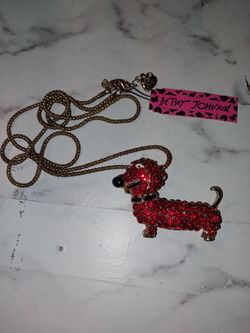 Betsey Johnson red dog necklace