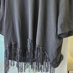 Black Gray Beaded fringe