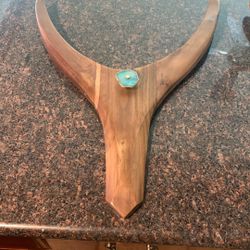 2 Large Wooden Nguni Cow Heads Wall Art With Cut Stone 25x21 Width Bundle Price Together $180 Or $100 Ranch 