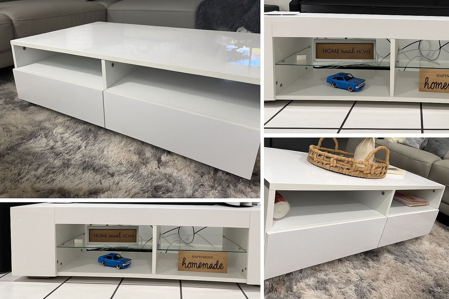 White Gastelum coffee table, 4 drawers.from Wayfair