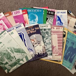 Vintage SHEET MUSIC Lot Rock n Roll DISNEY Elvis R&B 50’s - 70’s
