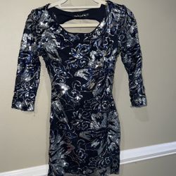 navy sequin cocktail dress 