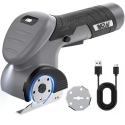 Cordless Electric Scissors, 2000mAh Fast Charging Rechargeable Fabric Cutter with Replaceable Blades, Box Cutter for Cloth, Cardboard, Plastic, Leathe