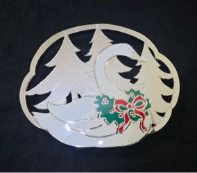 1987 Wm. A. Rogers Holiday Swan Trivet – New in Box | Oneida Silversmith | Made in Japan