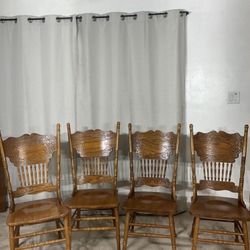 Pressed Back Dining Chairs (4) SOLID OAK