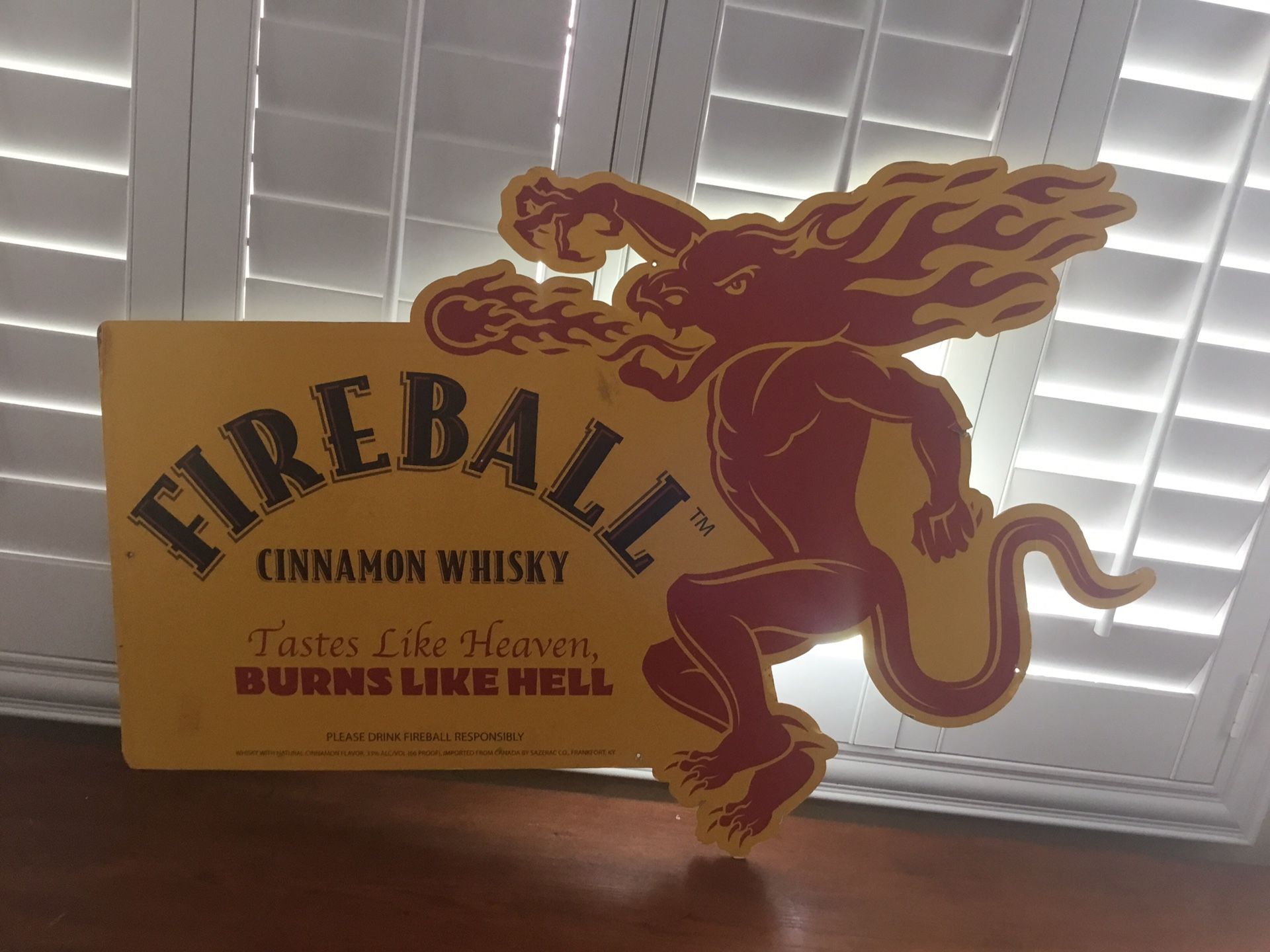 Vintage Fireball Cinnamon Whiskey Sign